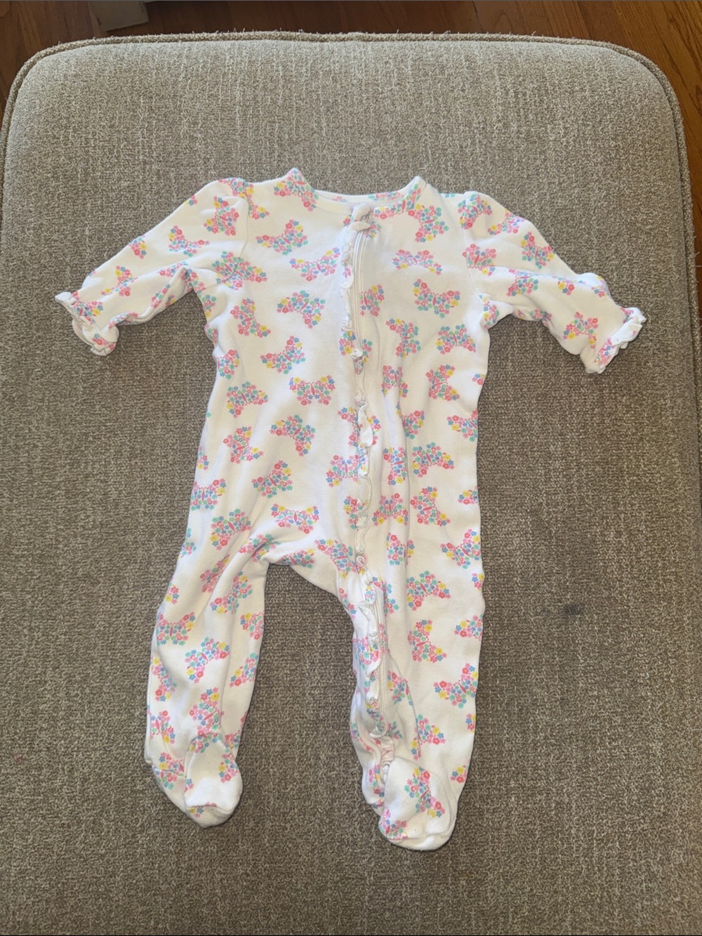 Little Me White Footed One-Piece with Multicolor Floral Clusters